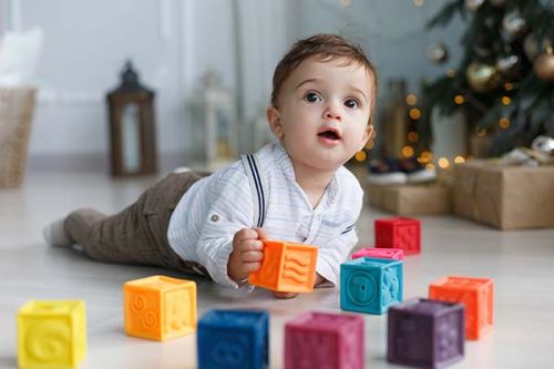 baby playing with toys